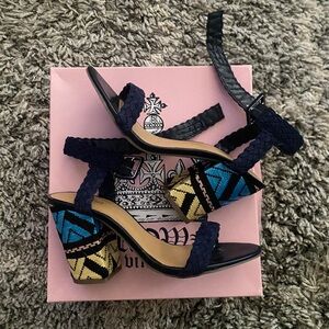 Crown Vintage Stylish Black and Blue Women's Sandals